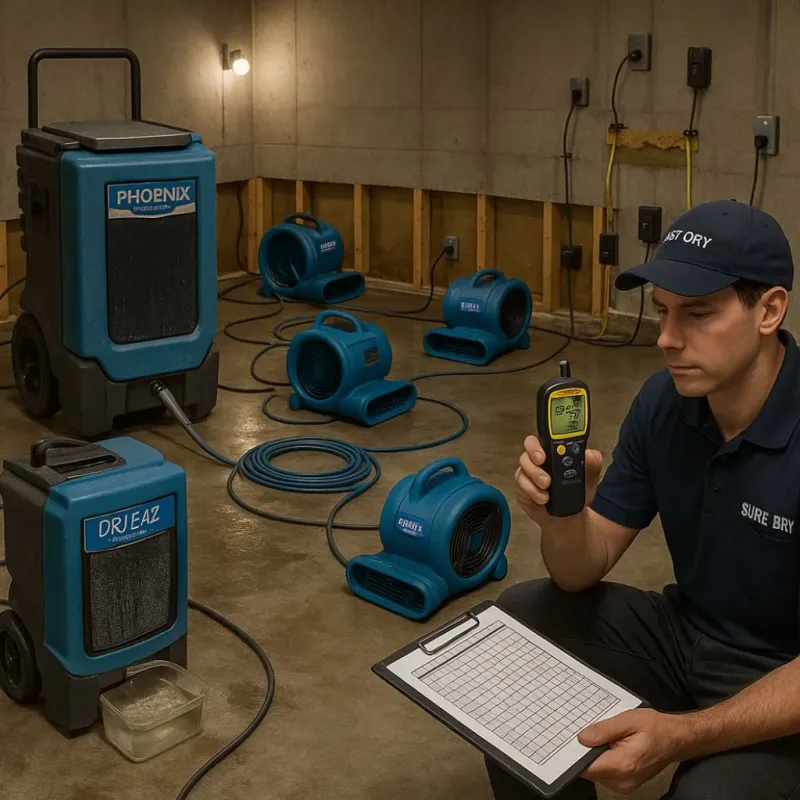 Structural Drying and Dehumidification process in Fort Totten, ND